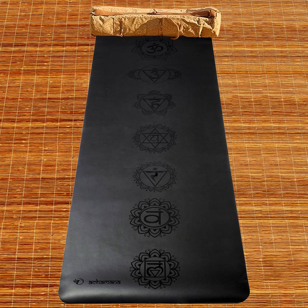 - Tapis de yoga Caoutchouc-Similicuir 5mm 7 chakras - Grip mains sèches & humides - Accessoires de yoga, vêtements et tapis de yoga au naturel