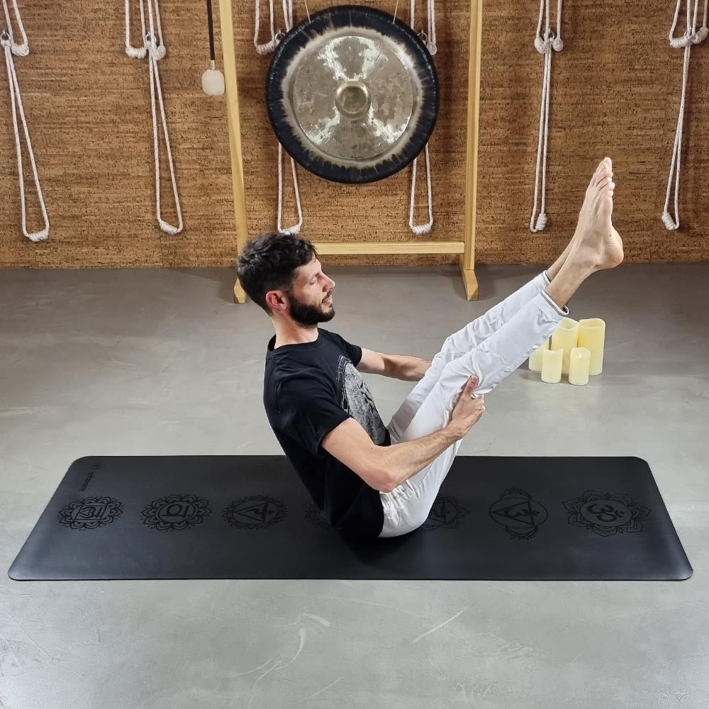 - Tapis de yoga Caoutchouc-Similicuir 5mm 7 chakras - Grip mains sèches & humides - Accessoires de yoga, vêtements et tapis de yoga au naturel