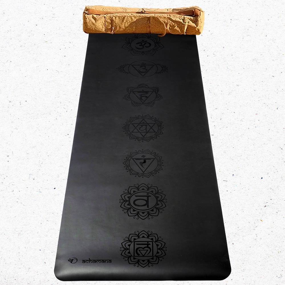 - Tapis de yoga Caoutchouc-Similicuir 5mm 7 chakras - Grip mains sèches & humides - Accessoires de yoga, vêtements et tapis de yoga au naturel