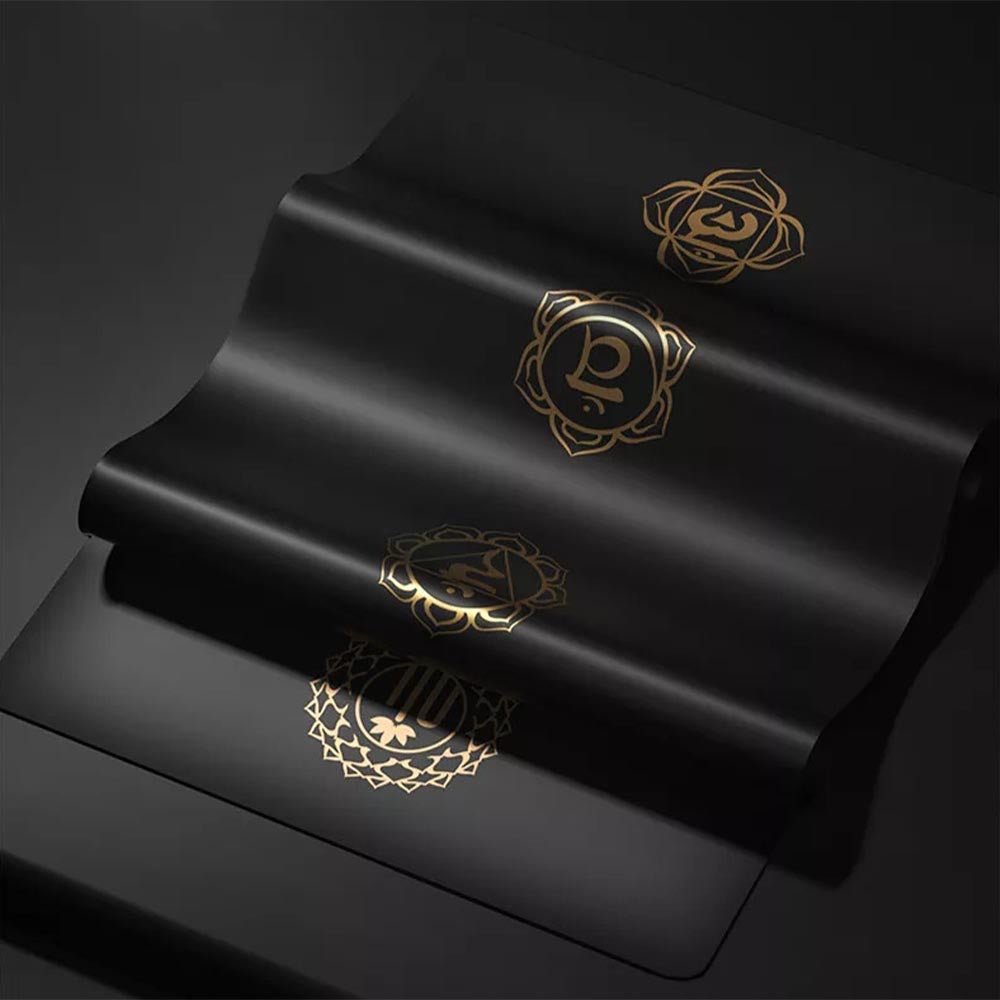 - Tapis de yoga Caoutchouc-Similicuir 5mm 7 chakras Or - Grip mains sèches & humides - Accessoires de yoga, vêtements et tapis de yoga au naturel