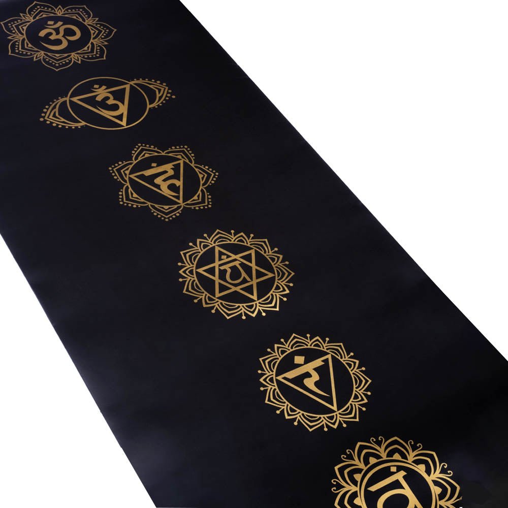 - Tapis de yoga Caoutchouc-Similicuir 5mm 7 chakras Or - Grip mains sèches & humides - Accessoires de yoga, vêtements et tapis de yoga au naturel