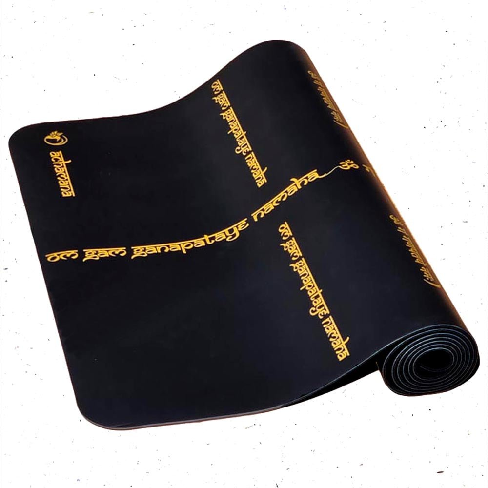 - Tapis de yoga Caoutchouc-Similicuir 5mm Ganesh Or - Grip mains sèches & humides - Accessoires de yoga, vêtements et tapis de yoga au naturel