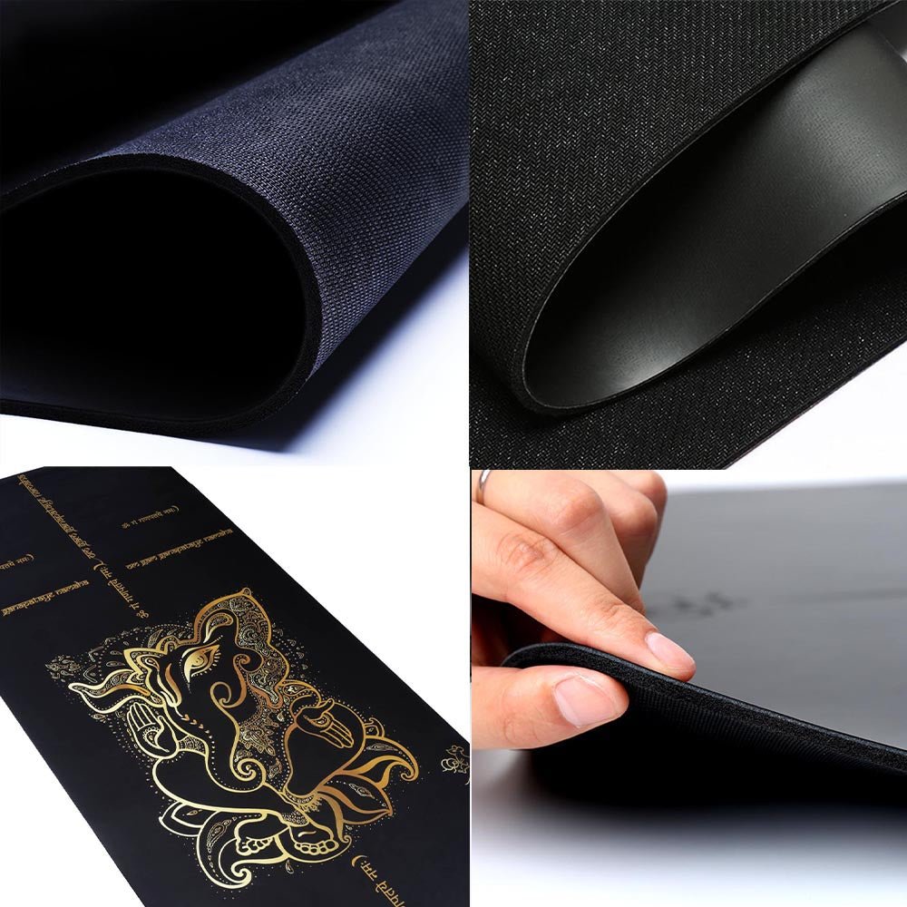 - Tapis de yoga Caoutchouc-Similicuir 5mm Ganesh Or - Grip mains sèches & humides - Accessoires de yoga, vêtements et tapis de yoga au naturel