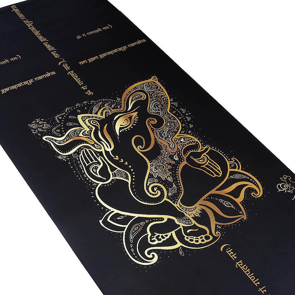 - Tapis de yoga Caoutchouc-Similicuir 5mm Ganesh Or - Grip mains sèches & humides - Accessoires de yoga, vêtements et tapis de yoga au naturel
