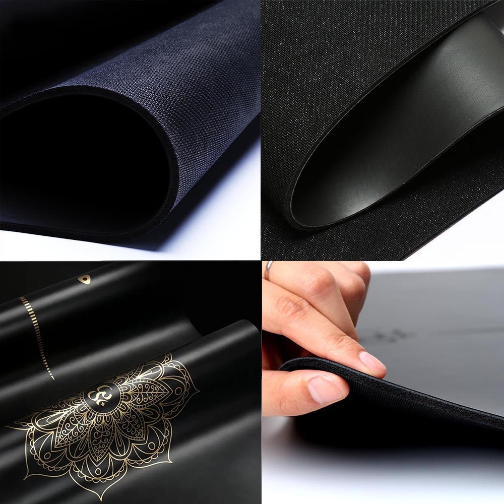 - Tapis de yoga Caoutchouc-Similicuir 5mm Mandala Or - Grip mains sèches & humides - Accessoires de yoga, vêtements et tapis de yoga au naturel