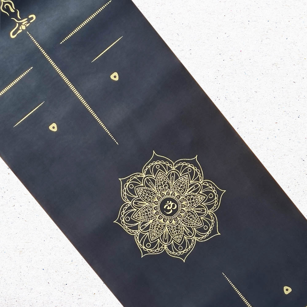 - Tapis de yoga Caoutchouc-Similicuir 5mm Mandala Or - Grip mains sèches & humides - Accessoires de yoga, vêtements et tapis de yoga au naturel