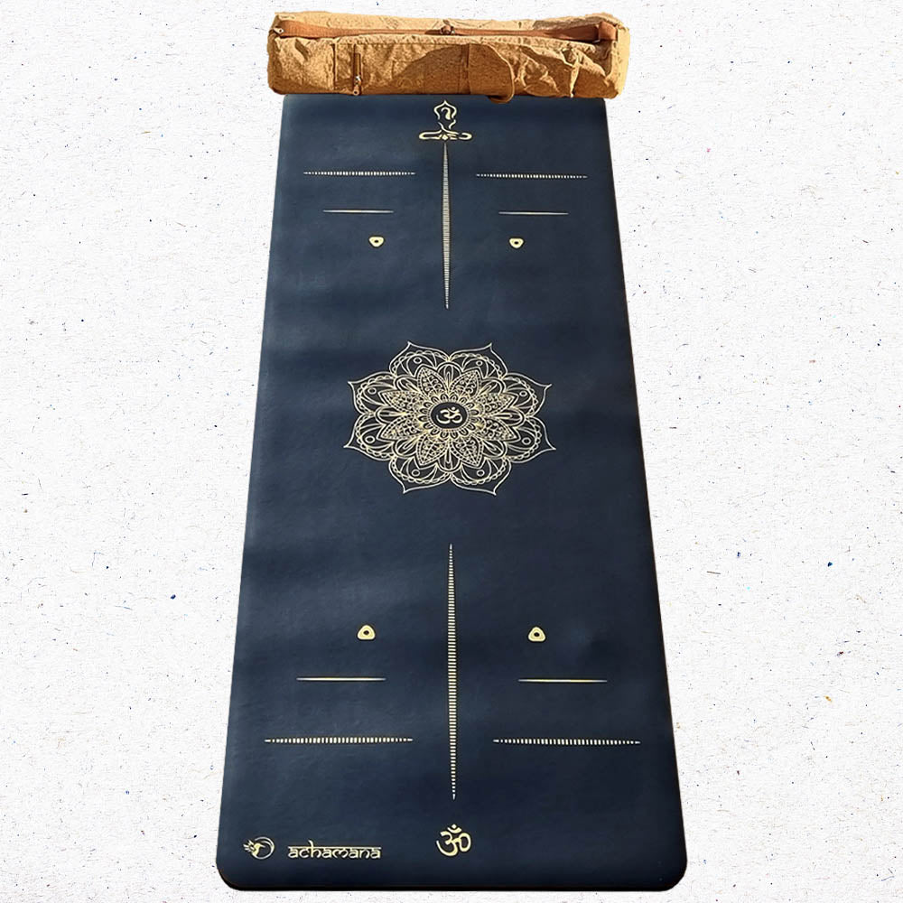 - Tapis de yoga Caoutchouc-Similicuir 5mm Mandala Or - Grip mains sèches & humides - Accessoires de yoga, vêtements et tapis de yoga au naturel