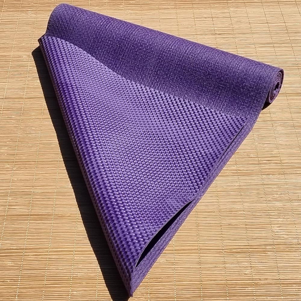 - Tapis de yoga gomme naturelle & fibres de jute - Fabrication artisanale - 4 mm violet - Accessoires de yoga, vêtements et tapis de yoga au naturel