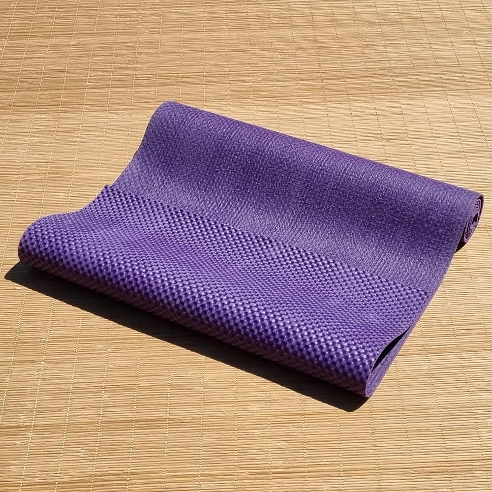 - Tapis de yoga gomme naturelle & fibres de jute - Fabrication artisanale - 4 mm violet - Accessoires de yoga, vêtements et tapis de yoga au naturel