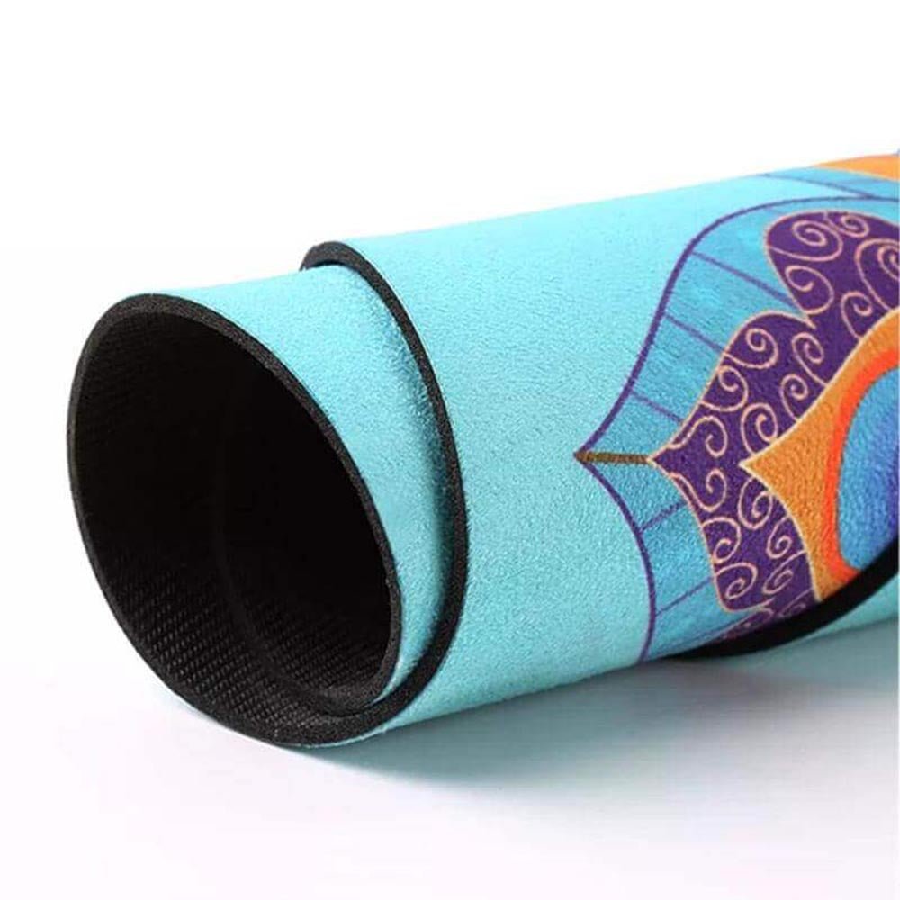 - Tapis de yoga, méditation Caoutchouc & microfibre - Plumes de Paon + Sac de yoga - Accessoires de yoga, vêtements et tapis de yoga au naturel