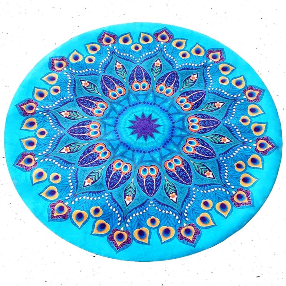 - Tapis de yoga, méditation Caoutchouc & microfibre - Plumes de Paon + Sac de yoga - Accessoires de yoga, vêtements et tapis de yoga au naturel