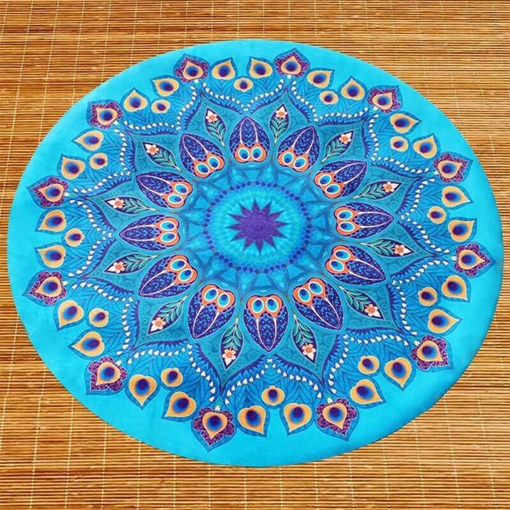 - Tapis de yoga, méditation Caoutchouc & microfibre - Plumes de Paon + Sac de yoga - Accessoires de yoga, vêtements et tapis de yoga au naturel