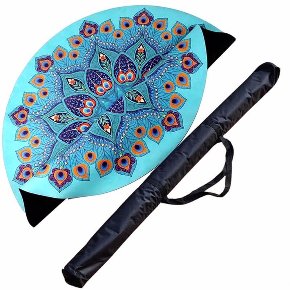 - Tapis de yoga, méditation Caoutchouc & microfibre - Plumes de Paon + Sac de yoga - Accessoires de yoga, vêtements et tapis de yoga au naturel