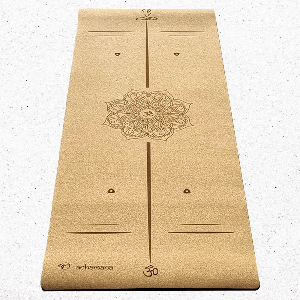 - Tapis de yoga & Pilates liège 3 plis, 6mmx68cmx1,83m Bodyline-Mandala - Accessoires de yoga, vêtements et tapis de yoga au naturel