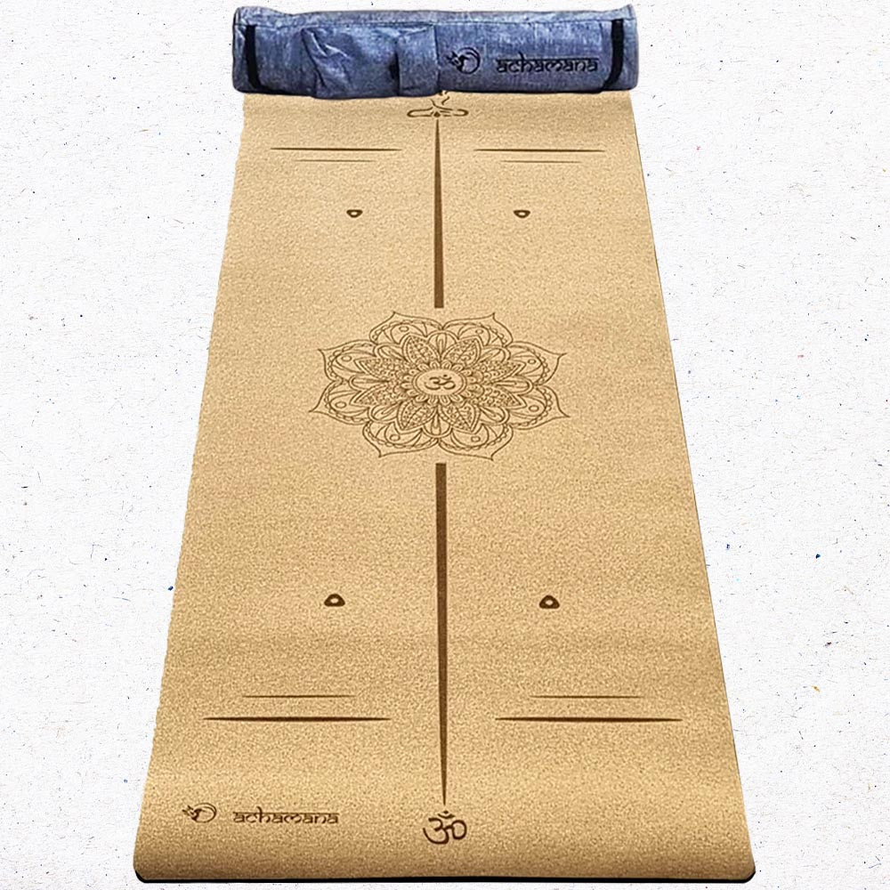 - Tapis de yoga & Pilates liège 3 plis, 6mmx68cmx1,83m Bodyline-Mandala - Accessoires de yoga, vêtements et tapis de yoga au naturel