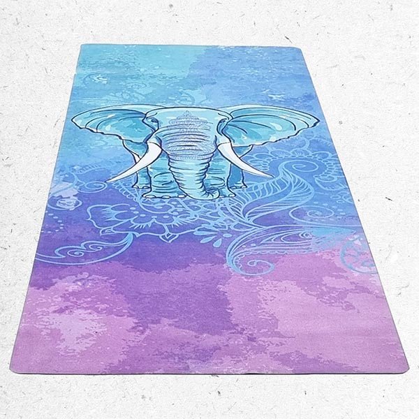- Tapis de yoga voyage fin, léger, pliable - motif Eléphant + Sangle transport - Accessoires de yoga, vêtements et tapis de yoga au naturel