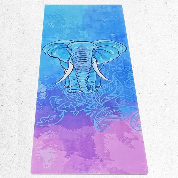 - Tapis de yoga voyage fin, léger, pliable - motif Eléphant + Sangle transport - Accessoires de yoga, vêtements et tapis de yoga au naturel