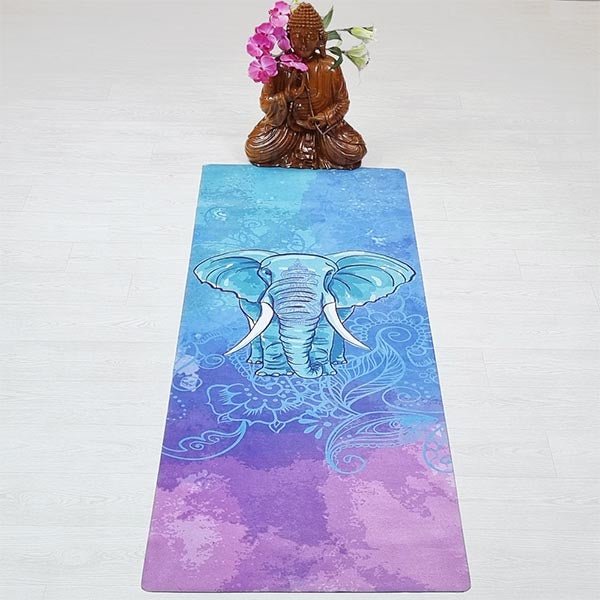 - Tapis de yoga voyage fin, léger, pliable - motif Eléphant + Sangle transport - Accessoires de yoga, vêtements et tapis de yoga au naturel