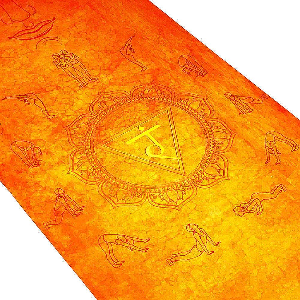 - Tapis de yoga voyage fin, léger, pliable - Salutations au soleil + Sangle - Accessoires de yoga, vêtements et tapis de yoga au naturel