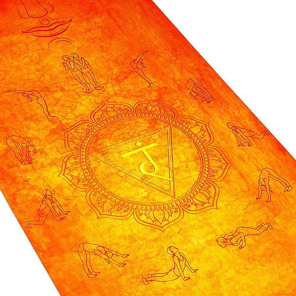 - Tapis de yoga voyage fin, léger, pliable - Salutations au soleil + Sangle - Accessoires de yoga, vêtements et tapis de yoga au naturel