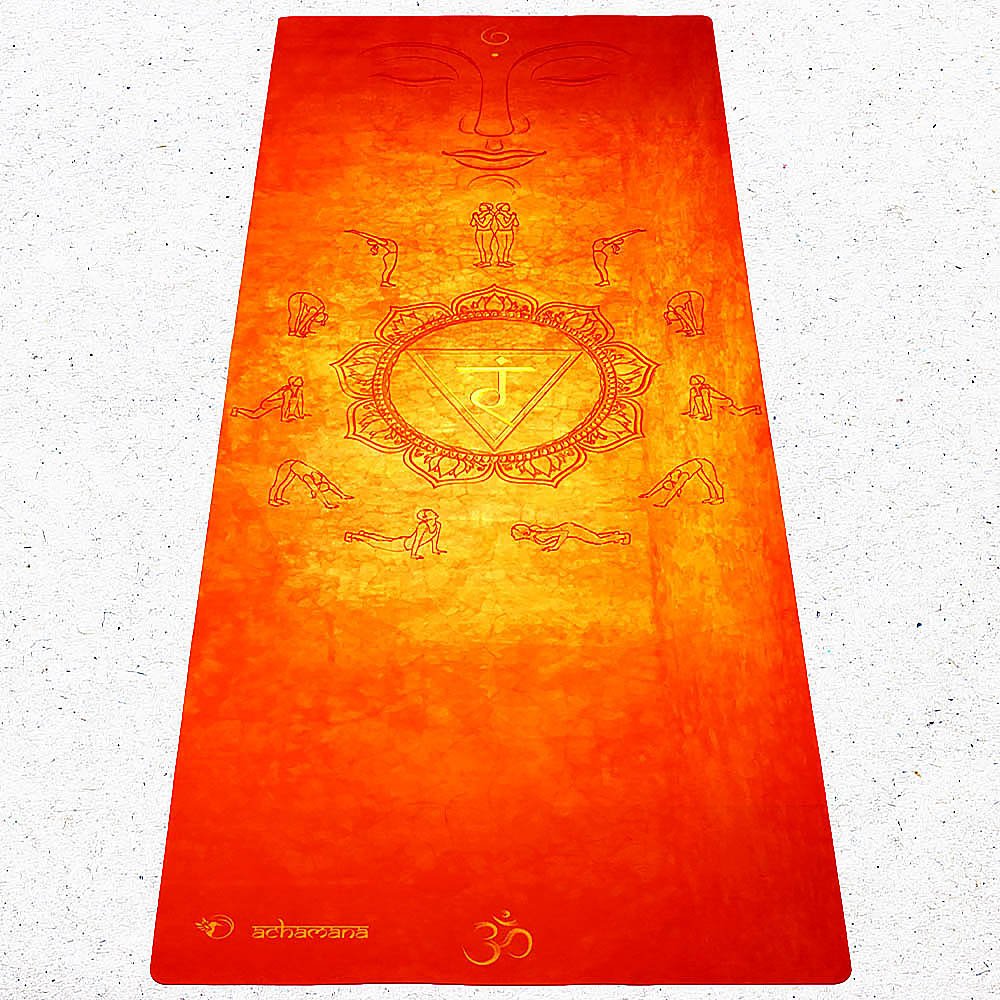 - Tapis de yoga voyage fin, léger, pliable - Salutations au soleil + Sangle - Accessoires de yoga, vêtements et tapis de yoga au naturel