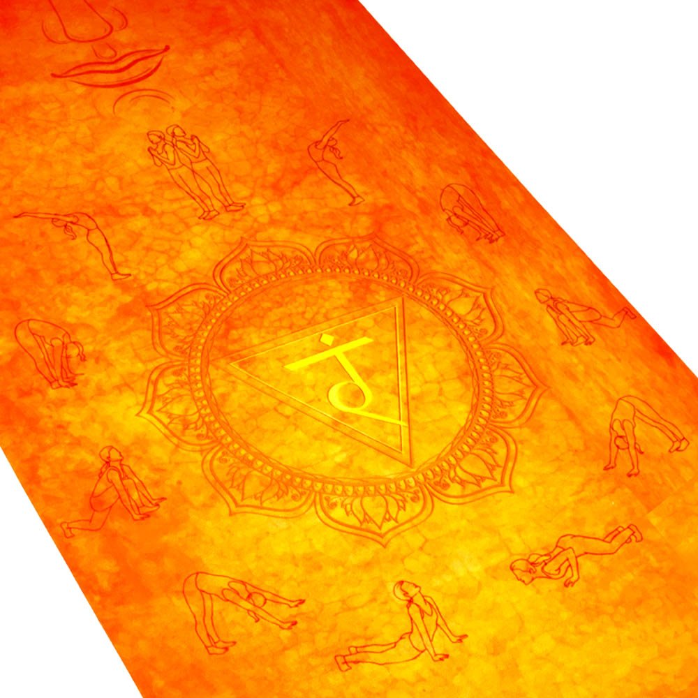 - Tapis de yoga voyage fin, léger, pliable - Salutations au soleil + Sangle - Accessoires de yoga, vêtements et tapis de yoga au naturel