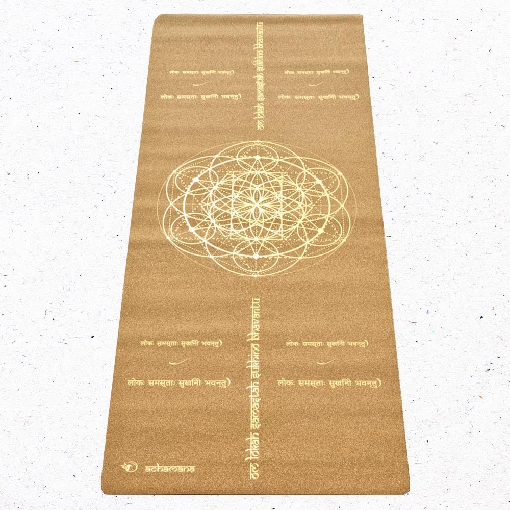 - Tapis de yoga voyage liège fin et léger - mantra-Lokah-Samastah + Sangle - Accessoires de yoga, vêtements et tapis de yoga au naturel