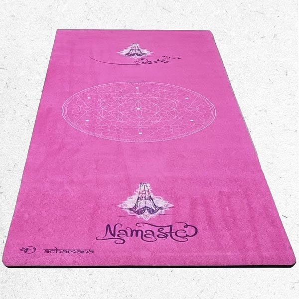 - Tapis yoga écologique hi-tech 3 plis 6mmx68cmx1,83m Namasté rose + Sac yoga - Accessoires de yoga, vêtements et tapis de yoga au naturel