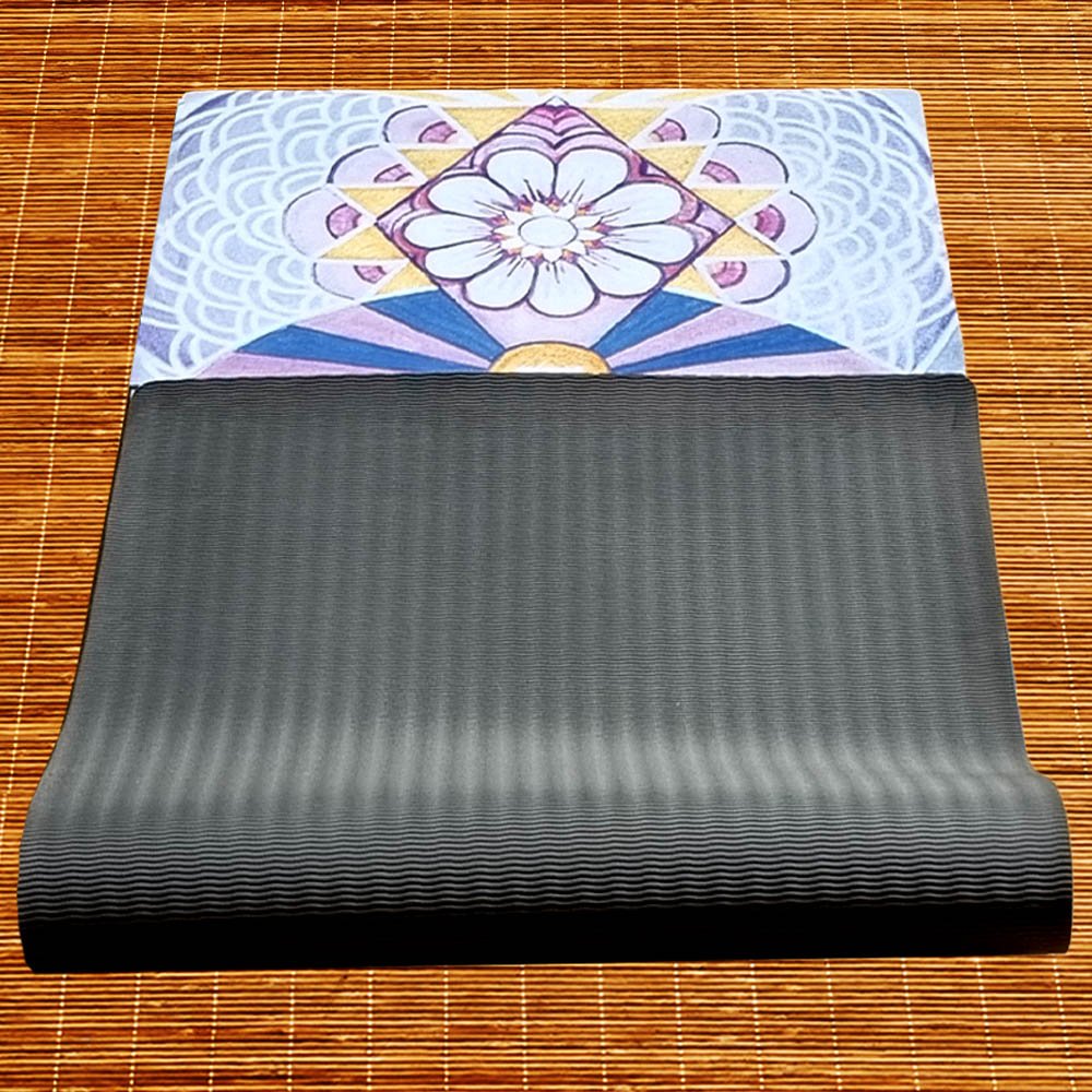 - Tapis yoga écologique new génération 3 plis 6mm chakras artistiques + Sac yoga - Accessoires de yoga, vêtements et tapis de yoga au naturel