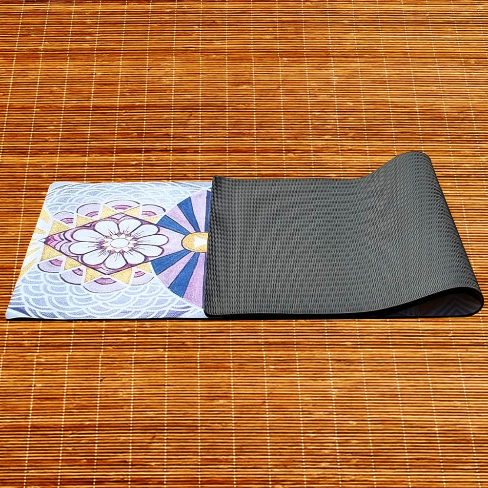 - Tapis yoga écologique new génération 3 plis 6mm chakras artistiques + Sac yoga - Accessoires de yoga, vêtements et tapis de yoga au naturel