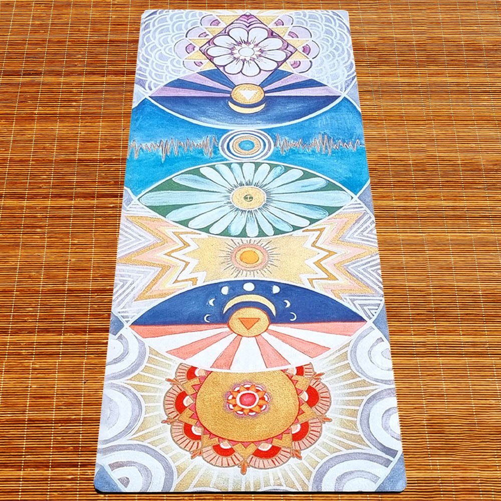 - Tapis yoga écologique new génération 3 plis 6mm chakras artistiques + Sac yoga - Accessoires de yoga, vêtements et tapis de yoga au naturel
