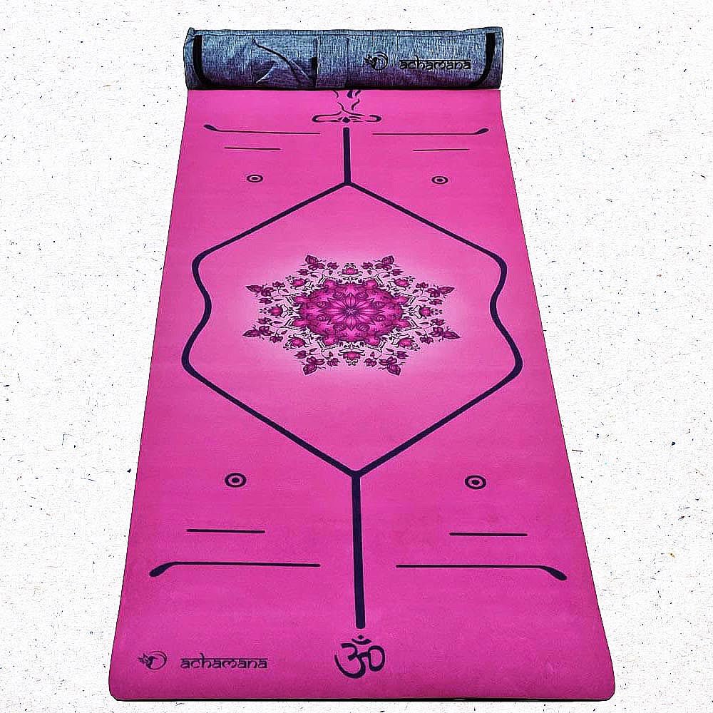 - Tapis yoga écologique new génération 3 plis 6mm Rose mandala floral + Sac yoga - Accessoires de yoga, vêtements et tapis de yoga au naturel
