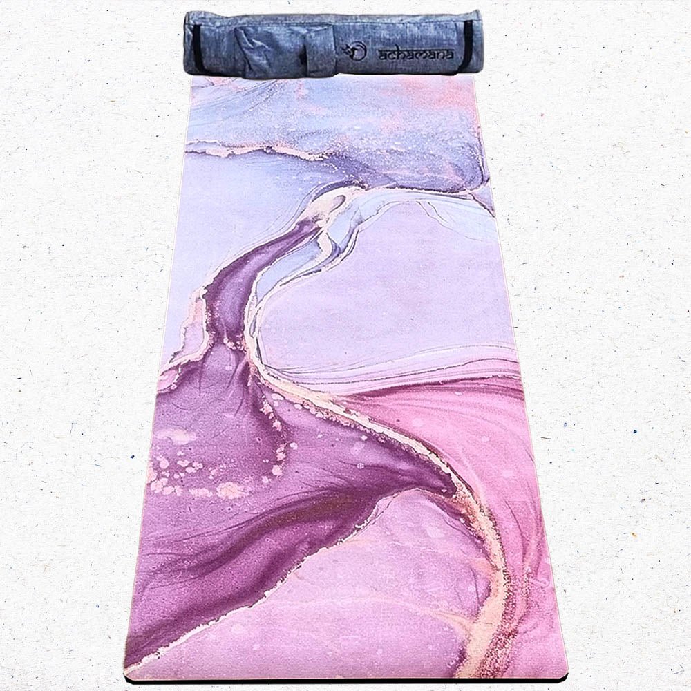 - Tapis yoga écologique new génération 3 plis 6mm vague dorée + Sac yoga - Accessoires de yoga, vêtements et tapis de yoga au naturel