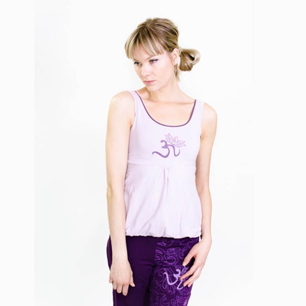 S/M - Tee shirt de yoga femme coton organic – Soutien gorge intégré - Symbole Om - Accessoires de yoga, vêtements et tapis de yoga au naturel