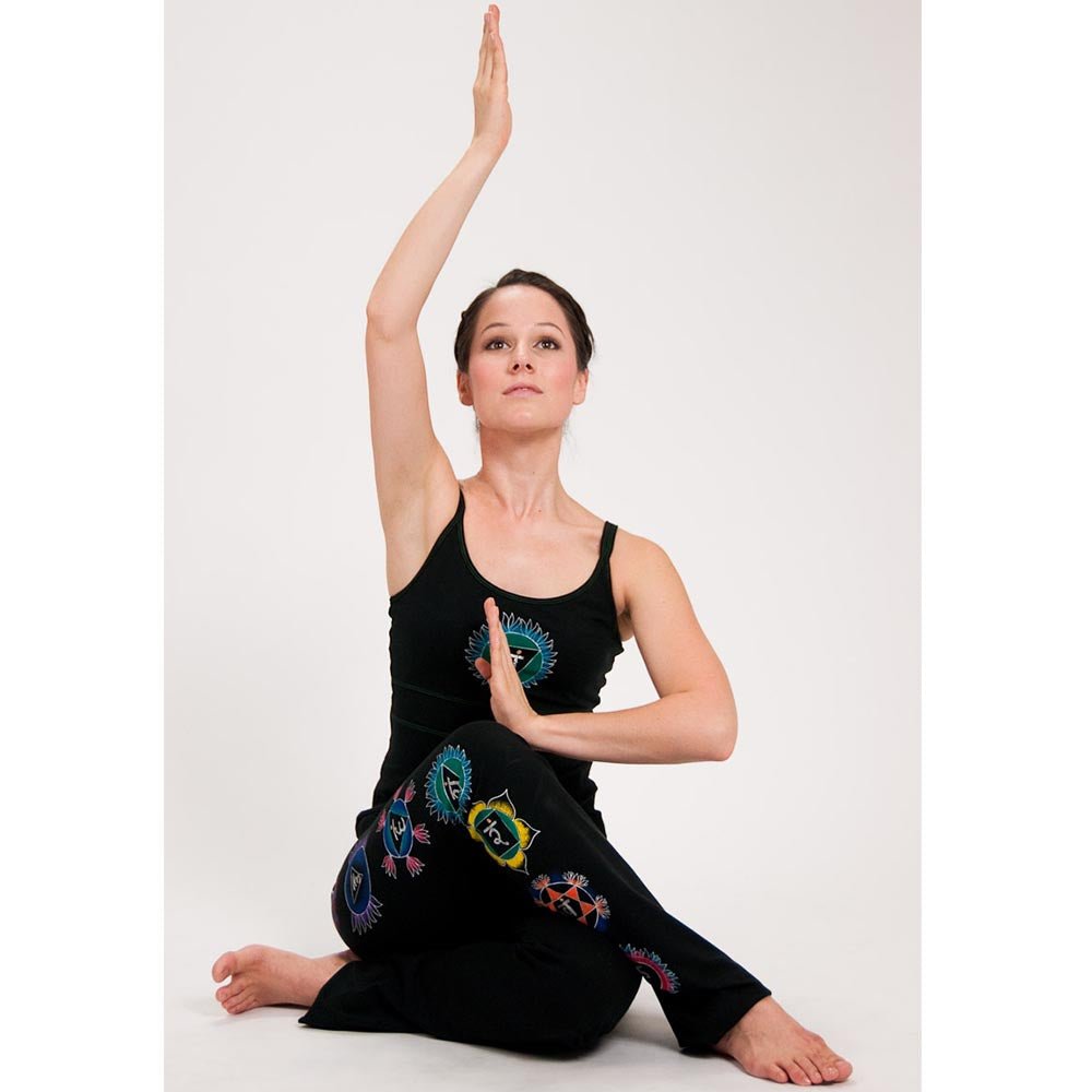 XS - Tee shirt yoga femme Anahata chakra - soutien intégré noir - Accessoires de yoga, vêtements et tapis de yoga au naturel