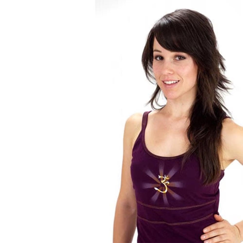 XS - 36 - Tee-shirt yoga femme _ bretelles réglables, soutien intégré - Symbole Om peint à la main - Accessoires de yoga, vêtements et tapis de yoga au naturel