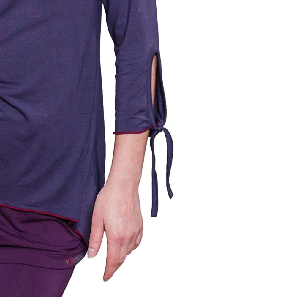 XS/S - Tee shirt yoga fluide pour femme Bambou coupe asymétrique manches 3/4 lavande-lavande - Accessoires de yoga, vêtements et tapis de yoga au naturel