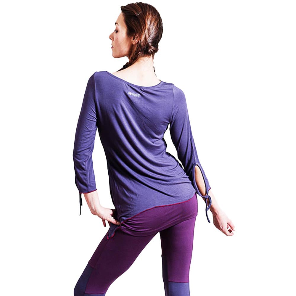 XS/S - Tee shirt yoga fluide pour femme Bambou coupe asymétrique manches 3/4 lavande-lavande - Accessoires de yoga, vêtements et tapis de yoga au naturel