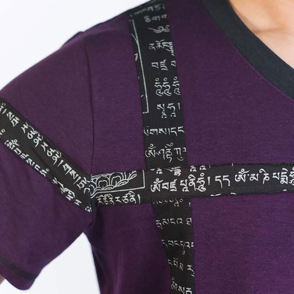 S/M - Tee shirt yoga homme Bambou & coton Bio certifié Gots - patch Mantra - Accessoires de yoga, vêtements et tapis de yoga au naturel