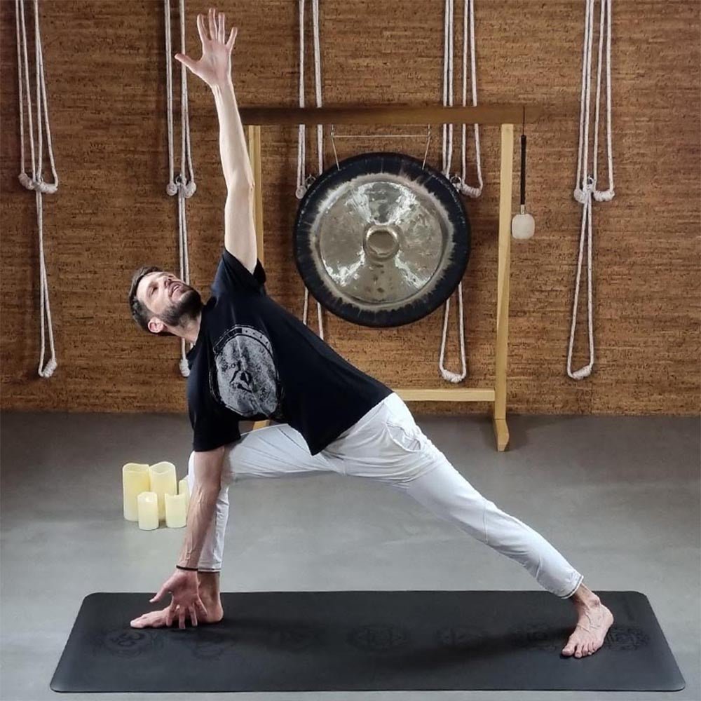 S/M - Tee shirt yoga homme Coton-modal symbole Om tibétain - Accessoires de yoga, vêtements et tapis de yoga au naturel