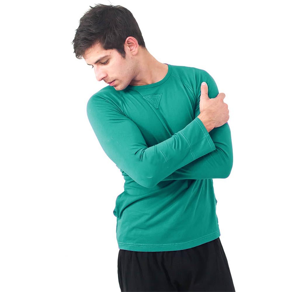 S/M - Tee shirt yoga & Pilates védique manches longues coton prémium vert - Accessoires de yoga, vêtements et tapis de yoga au naturel