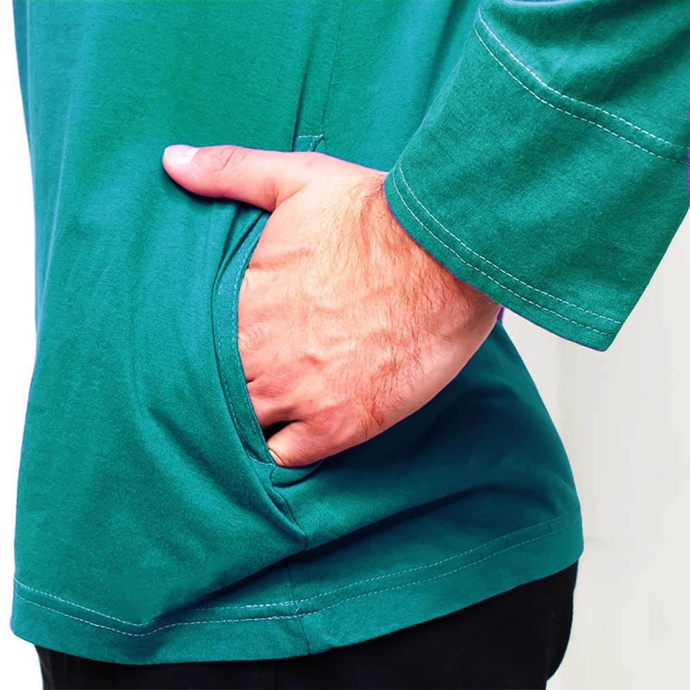 S/M - Tee shirt yoga & Pilates védique manches longues coton prémium vert - Accessoires de yoga, vêtements et tapis de yoga au naturel