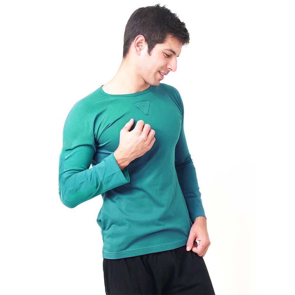 S/M - Tee shirt yoga & Pilates védique manches longues coton prémium vert - Accessoires de yoga, vêtements et tapis de yoga au naturel