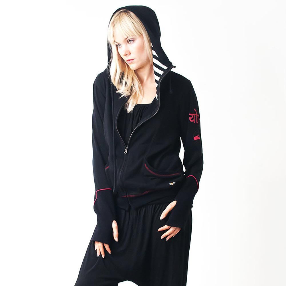 Taille unique XS à L - Veste yoga femme en molleton-coton - Capuche - Mandala Om - Accessoires de yoga, vêtements et tapis de yoga au naturel