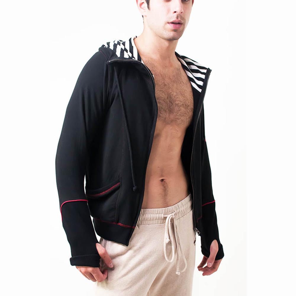 Taille unique XS à L - Veste yoga homme en molleton-coton - Capuche - Mandala Om - Accessoires de yoga, vêtements et tapis de yoga au naturel