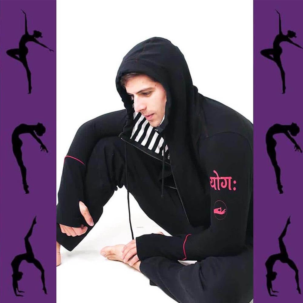 Taille unique XS à L - Veste yoga homme en molleton-coton - Capuche - Mandala Om - Accessoires de yoga, vêtements et tapis de yoga au naturel