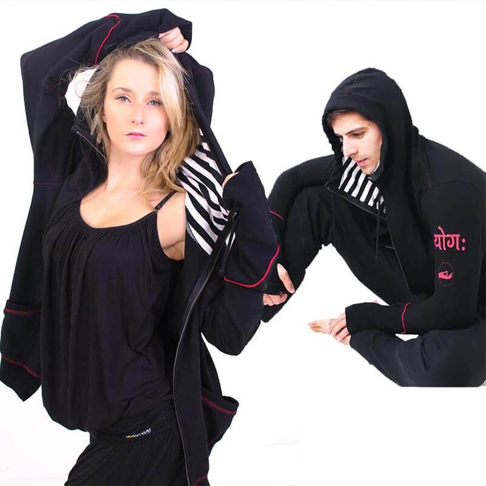 Taille unique XS à L - Veste yoga homme en molleton-coton - Capuche - Mandala Om - Accessoires de yoga, vêtements et tapis de yoga au naturel