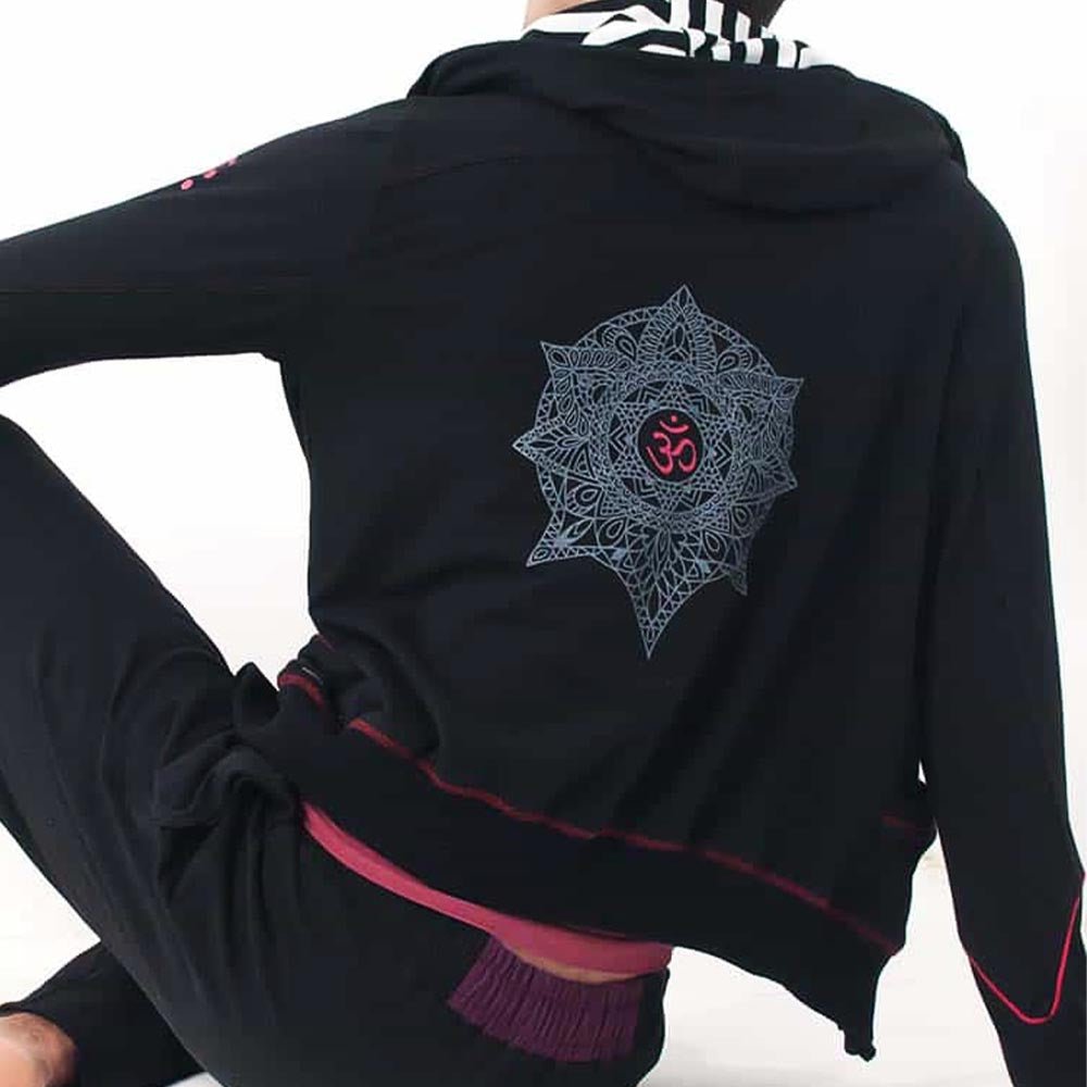 Taille unique XS à L - Veste yoga homme en molleton-coton - Capuche - Mandala Om - Accessoires de yoga, vêtements et tapis de yoga au naturel