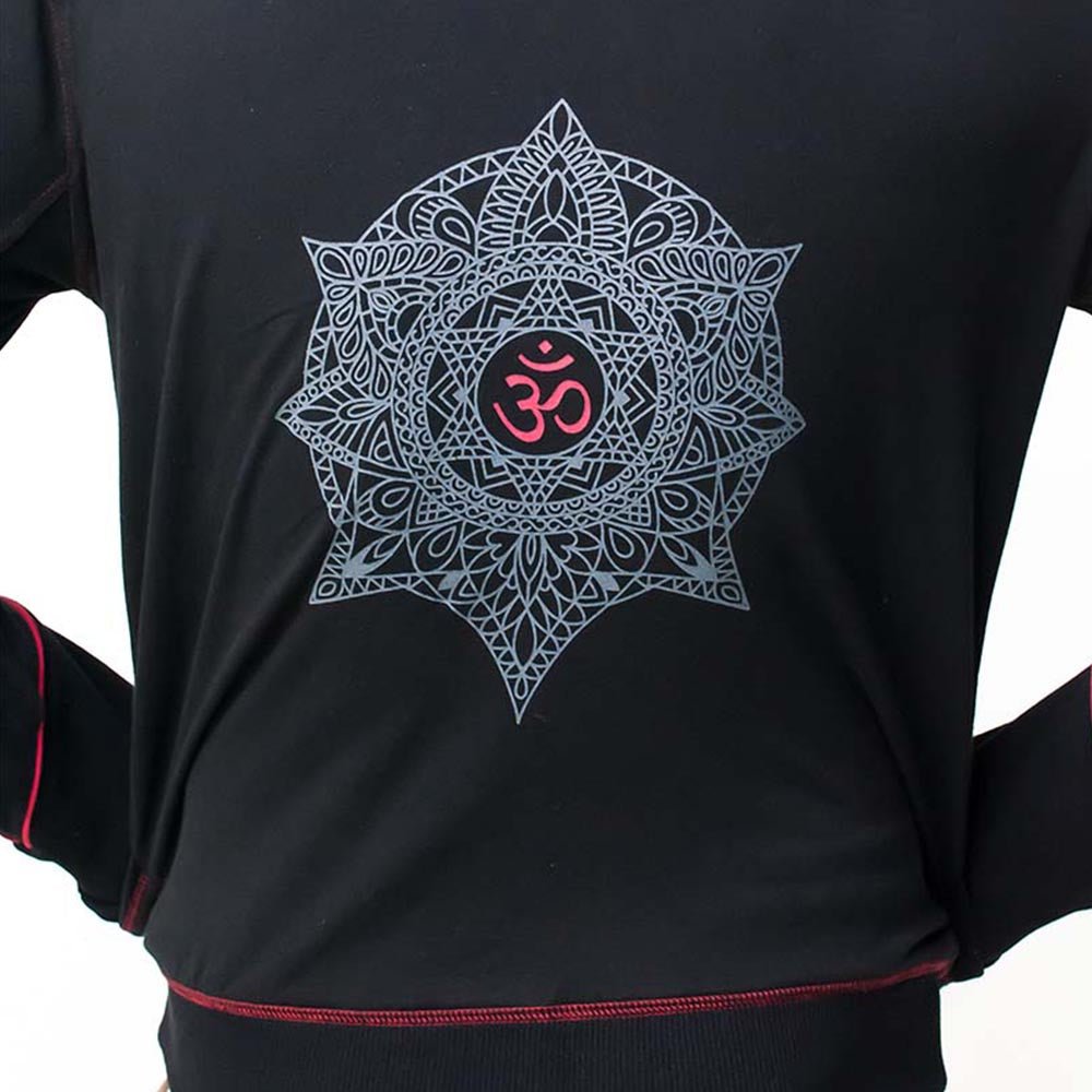 Taille unique XS à L - Veste yoga homme en molleton-coton - Capuche - Mandala Om - Accessoires de yoga, vêtements et tapis de yoga au naturel